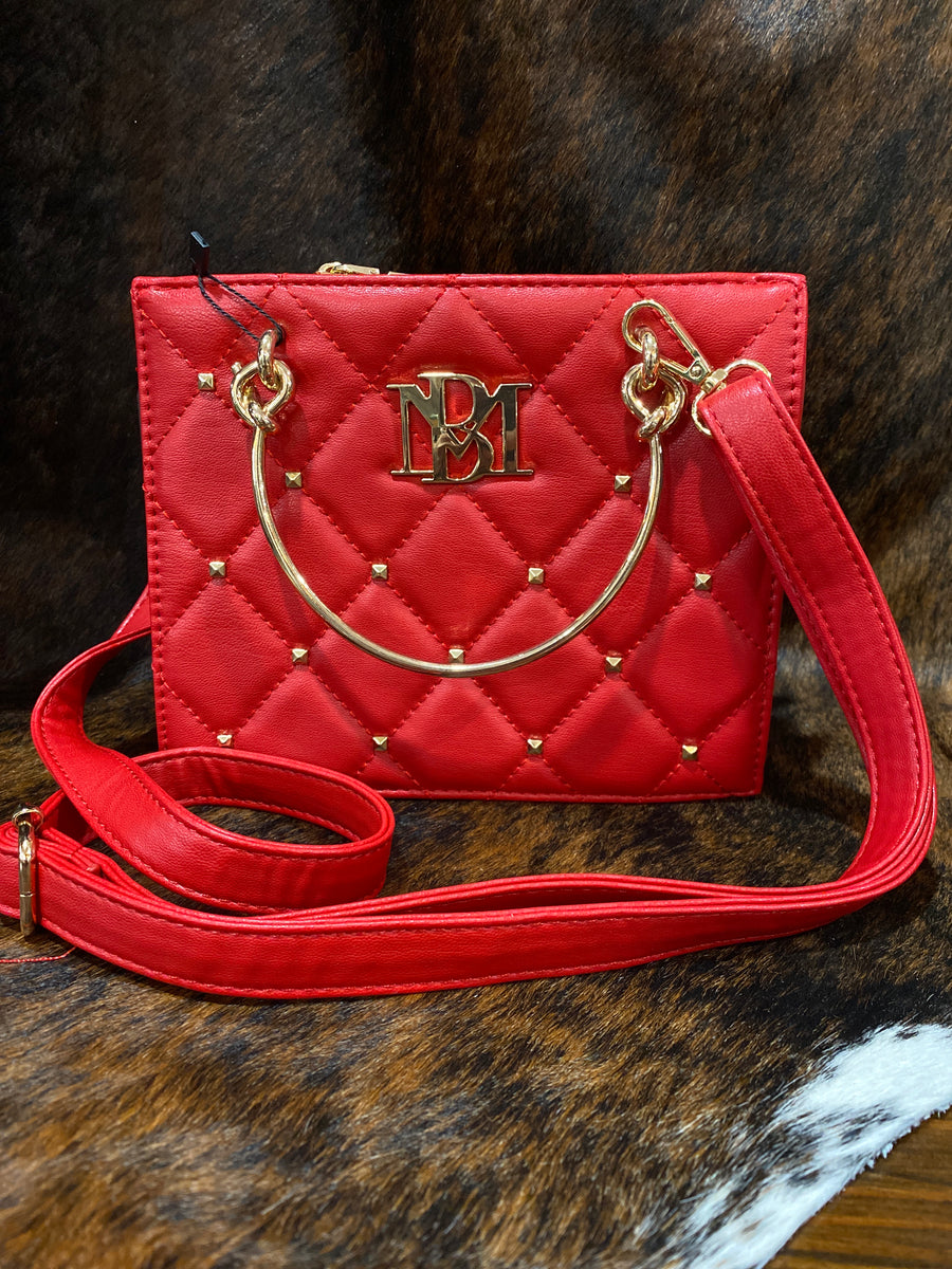 LH24P Badgley Mischka Red Studded Box Tote – Mule Barn Boutique display picture 1