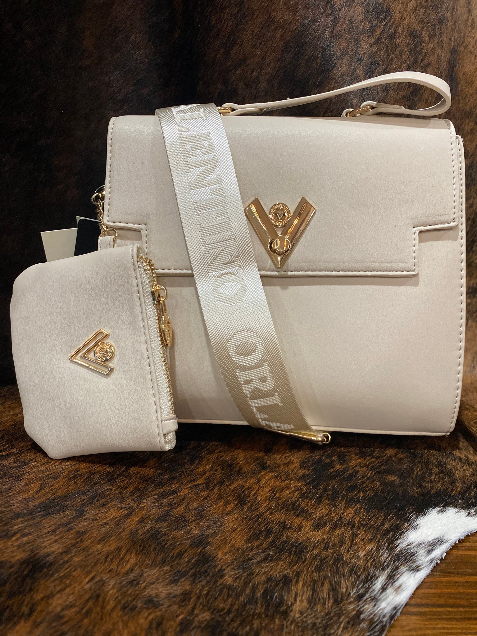 LH24J Valentino Orlandi Ivory Box Tote with Coin Bag