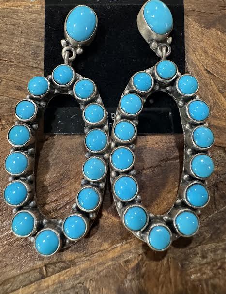 BB1 Oval Drop Turquoise Post Earring