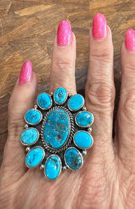 BB4 Turquoise Cluster Ring