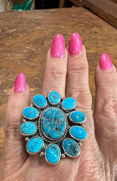 BB4 Turquoise Cluster Ring