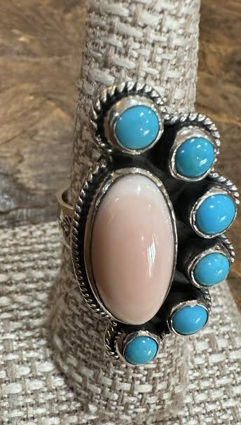 BB15 Turquoise and Conch Cluster Ring