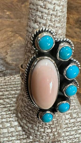 BB15 Turquoise and Conch Cluster Ring