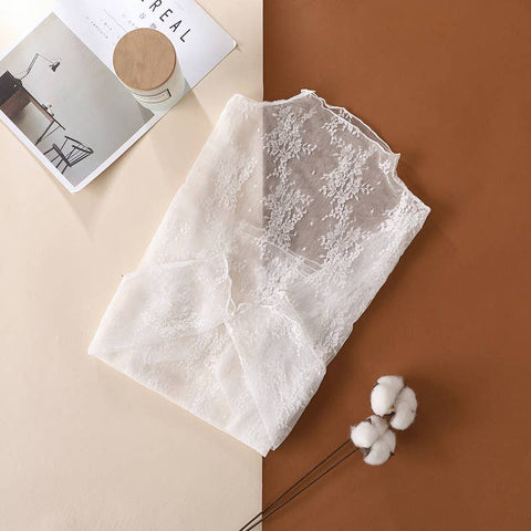 "Lace Talk About It" Semi Sheer Mesh Floral Lace Layering Top