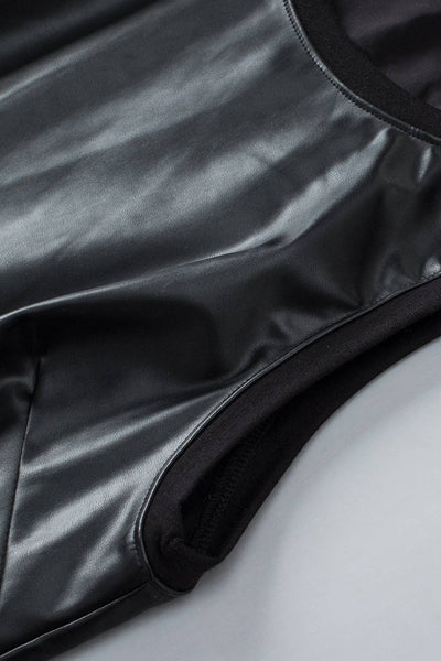 No Crumbs Faux Leather Crew Neck Tank Top