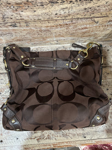 LV2- Coach brown monogram shoulder bag