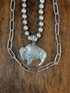 Buffalo Necklace Navajo Pearls
