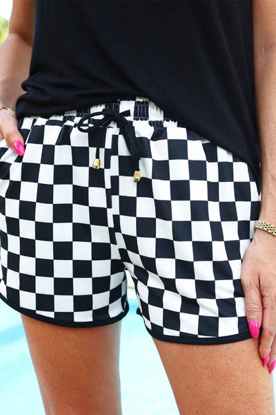 Checkered Drawstring Casual Shorts