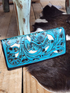 Juan Antonio Turquoise Ivory Tooled Wallet (Please allow 4-6 week production time)