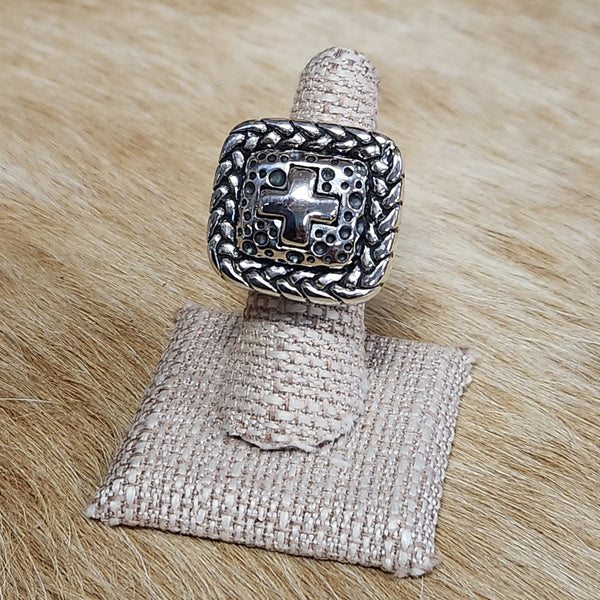 Dian Malouf Square Cross Ring (Size 7 In Stock)