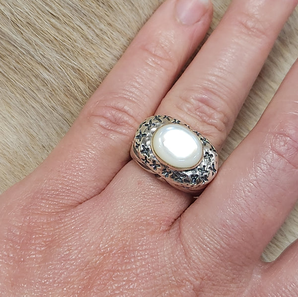 Dian Malouf Mother of Pearl Ring (Size 7 In Stock)