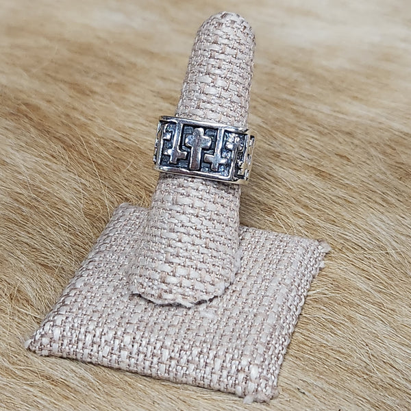 Dian Malouf Square Shape with Cross Ring (Size 7.5 In Stock)