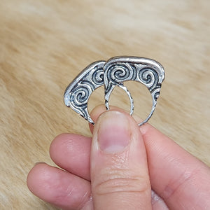 Dian Malouf Smooth Silver with Swirls Stacker Rings (7 In Stock)