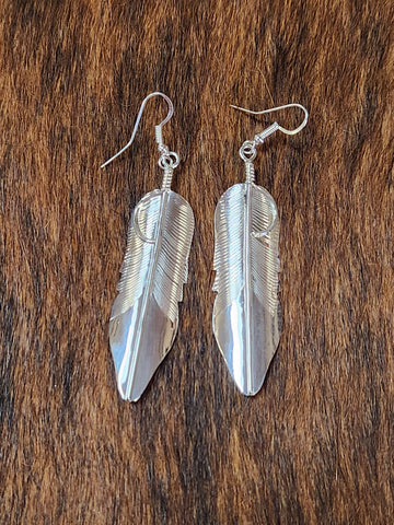 AWS6 Sterling Silver Feather Earring