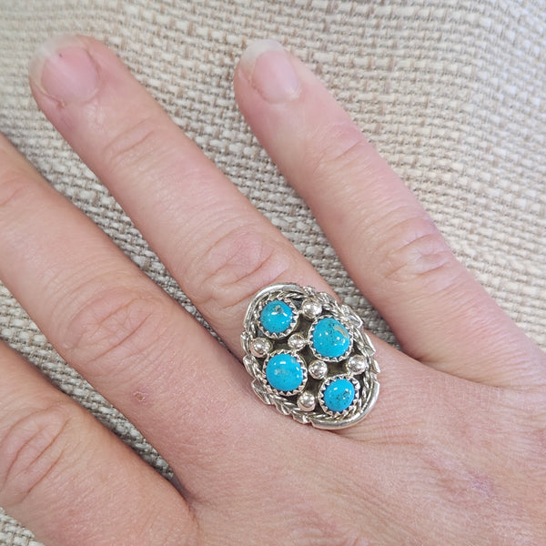 PA11 Multi Turquoise Sterling Silver Ring