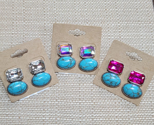 Crystal and Turquoise Earrings