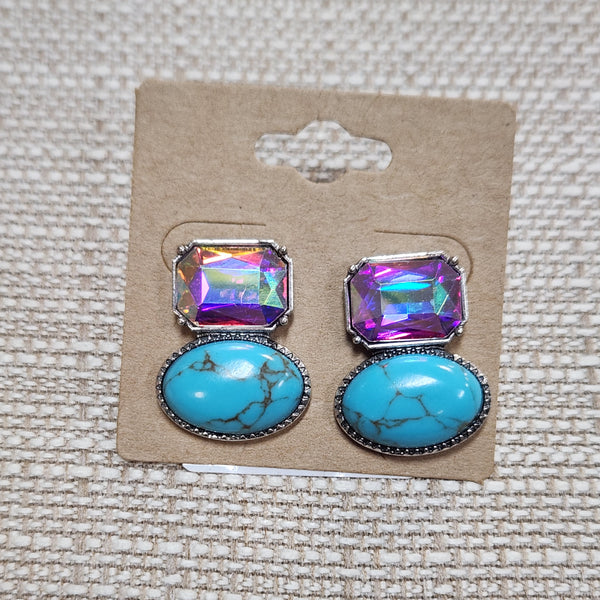 Crystal and Turquoise Earrings