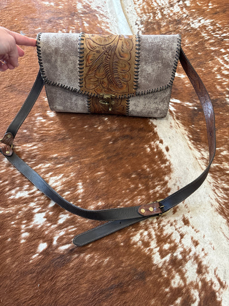 Juan Antonio envelope tooled crossbody