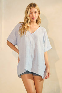 Oversize Striped V-Neck Top