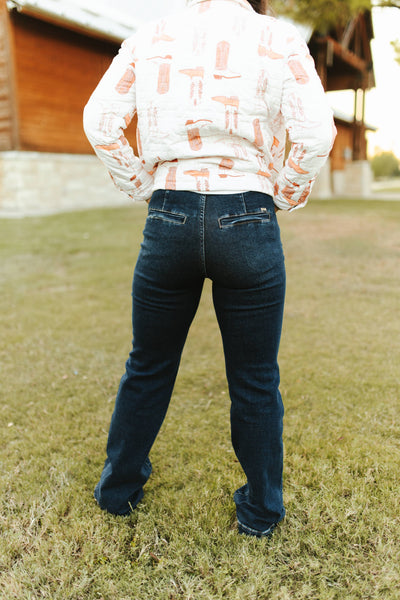 High Rise Western Yoke Trouser Jeans