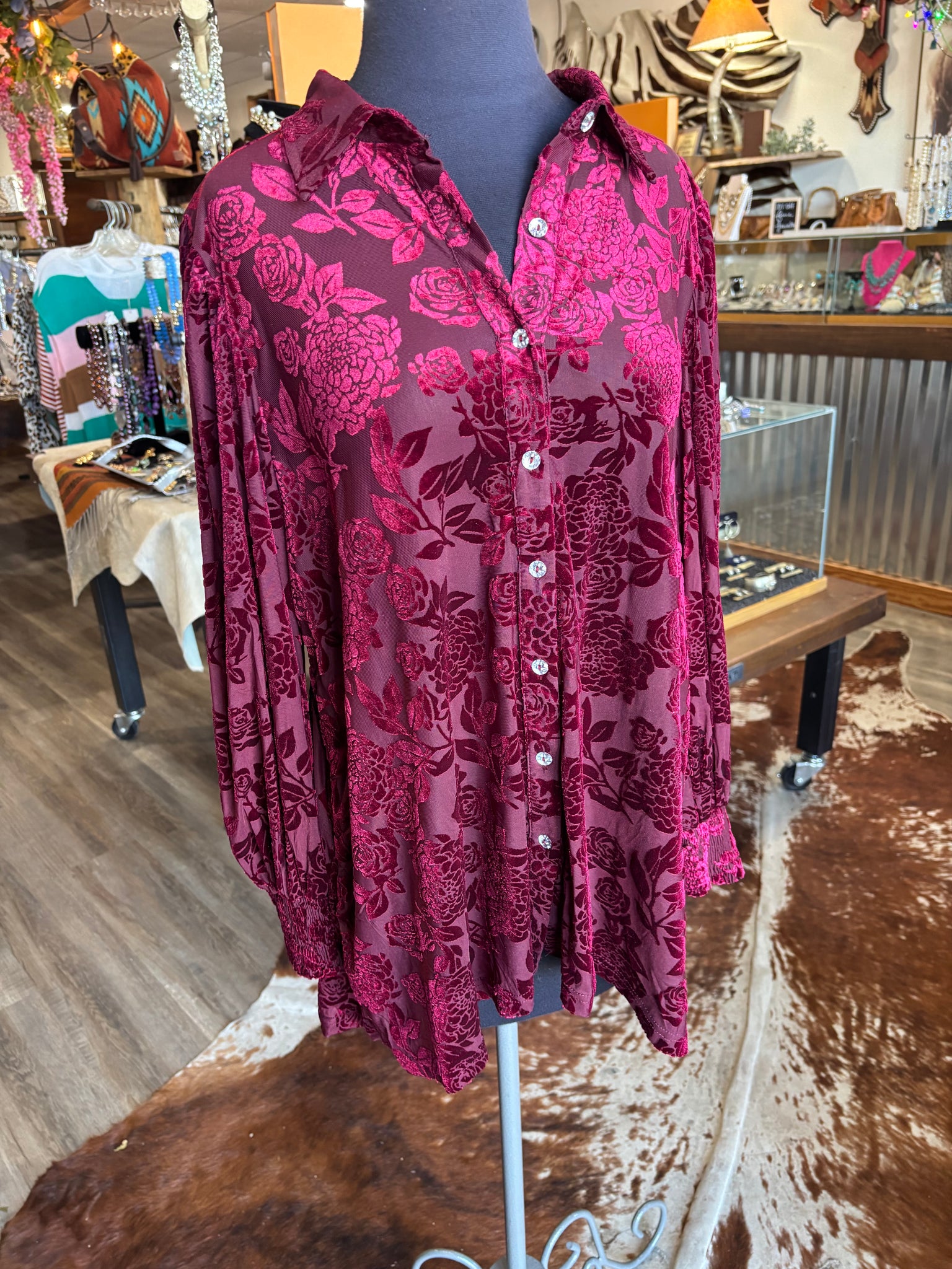 Wine About It Velvet Boho Top