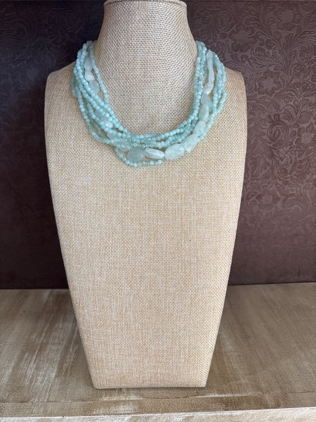 7 Strand Sterling Silver Larimar Necklace