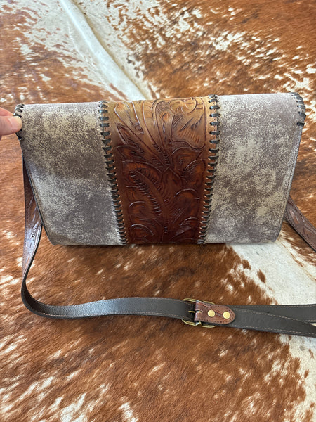 Juan Antonio envelope tooled crossbody