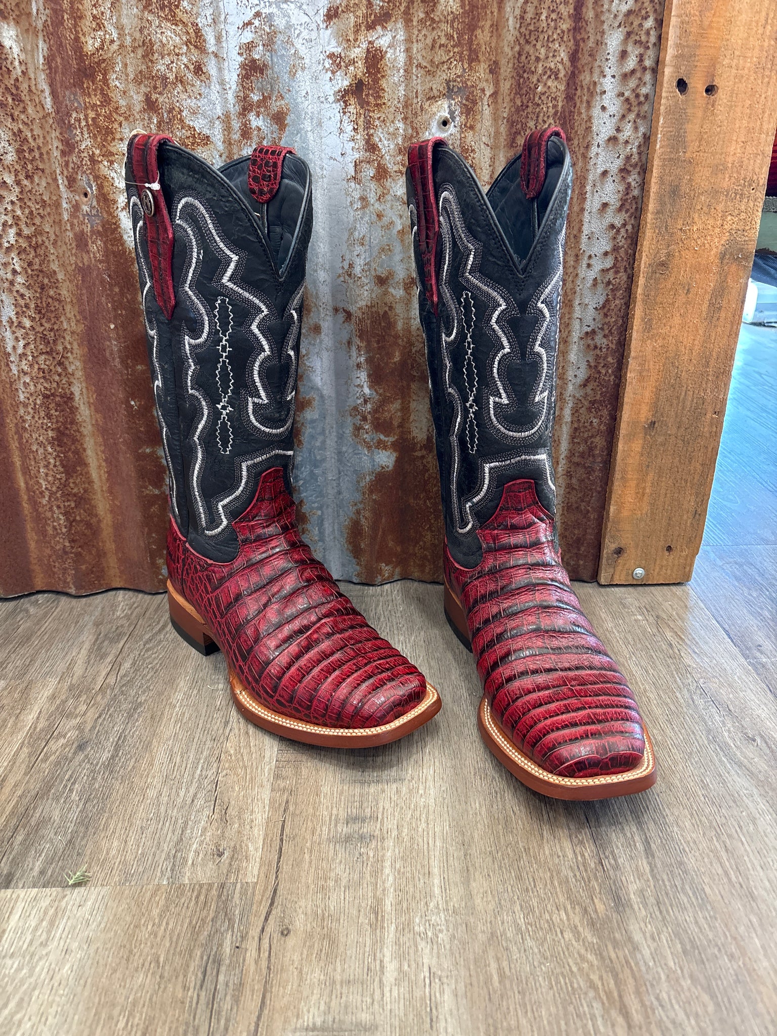 Ladies Red Caiman Print Boot