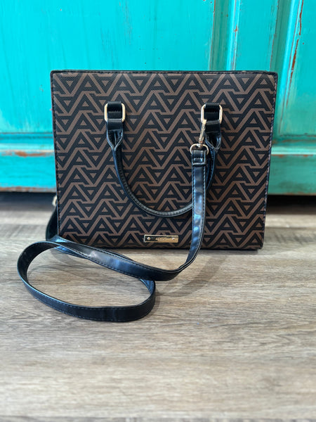Brown and Black ALDO handbag with shoulder strap attachment