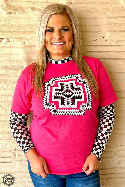 Round The Track Checkered Longsleeve Top