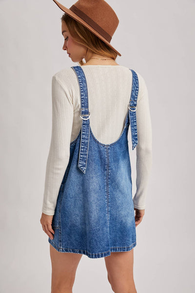 “Denim Daydreams” Denim Washed Pocket Dress