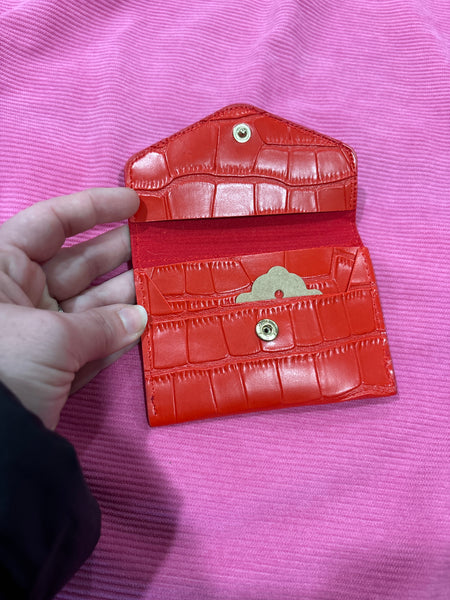 LV209- LV upcycled red card holder