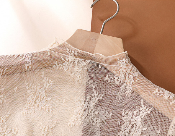 "Lace Talk About It" Semi Sheer Mesh Floral Lace Layering Top