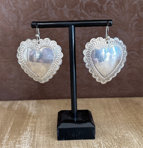 Sterling Silver Southwestern Heart Earrings