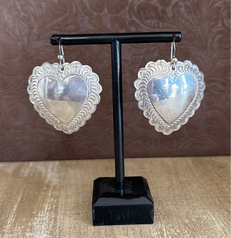 Sterling Silver Southwestern Heart Earrings