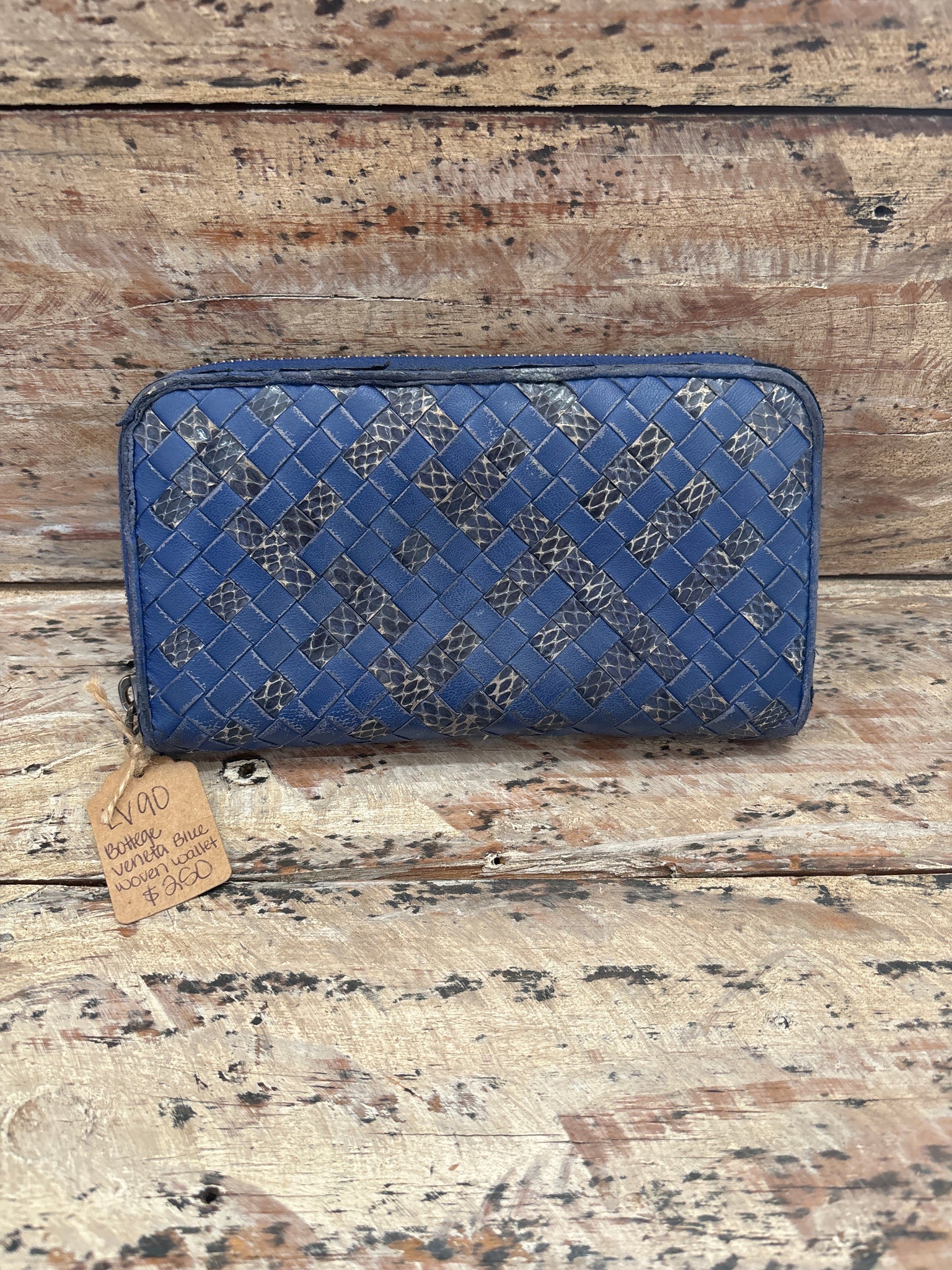 LV90- Bottega veneta blue woven wallet