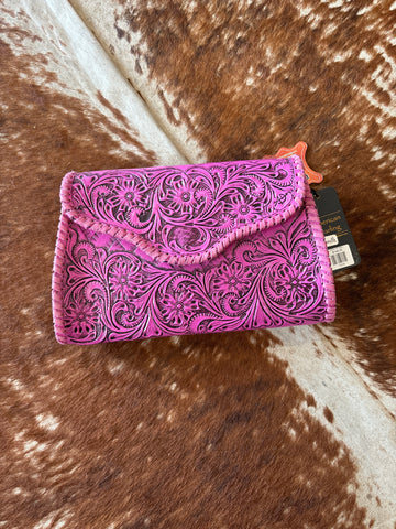 ADBG1137 Pink Tooled Crossbody