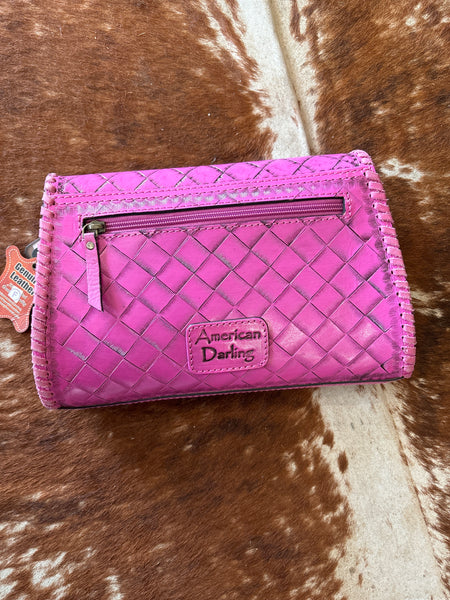 ADBG1137 Pink Tooled Crossbody