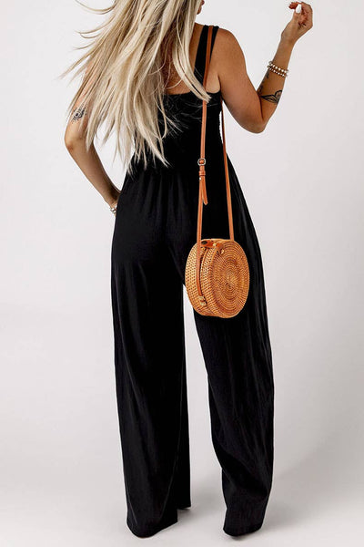 "Let's Go Girls" Smocked full length wide leg jumpsuit