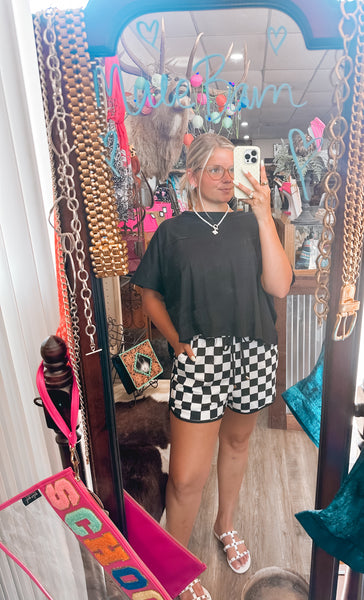 Checkered Drawstring Casual Shorts