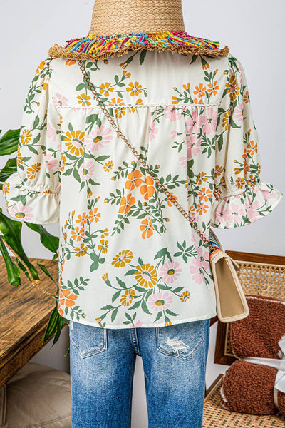 "Boho Babe" Fashion-W Crochet Floral Blouse