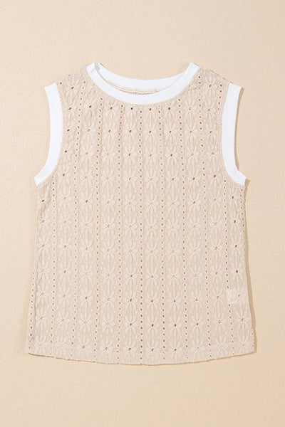 Oatmeal Florals Crew Neck Tank Top