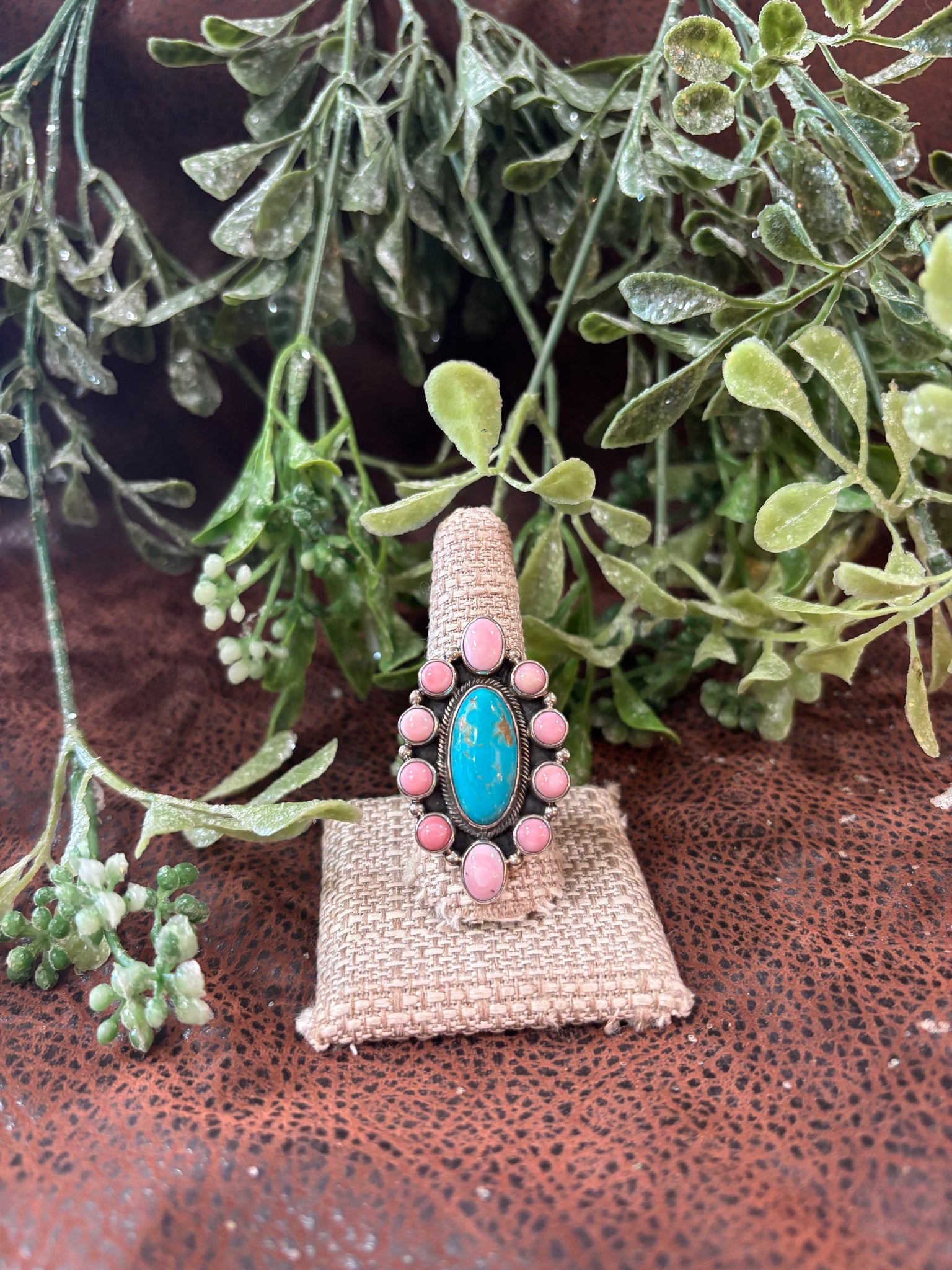 BB19 Turquoise and Conch Shell Ring
