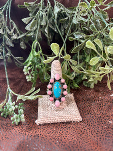 BB19 Turquoise and Conch Shell Ring