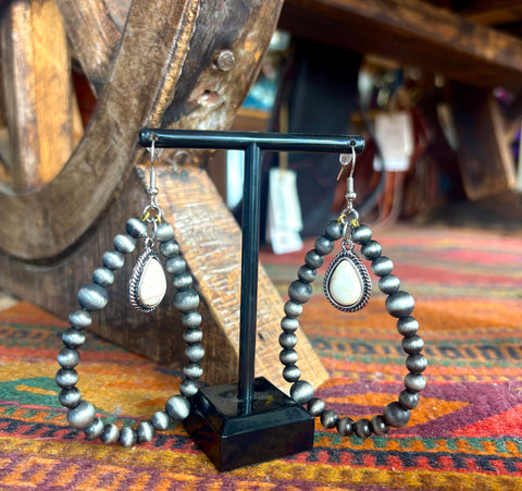 SS17 Faux Navajo Pearl Drop Earrings