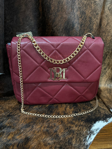 LH24D Badgley Mischka quilted wine medium cross body