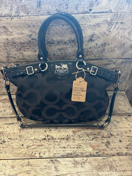 LV201- Coach black madison stitched with silver hardware