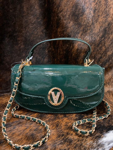 LH24H Valentino Orlandi Green Patent Minibag