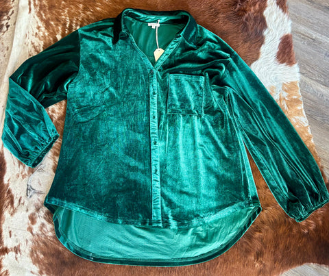 Velvet Button Up Shirt