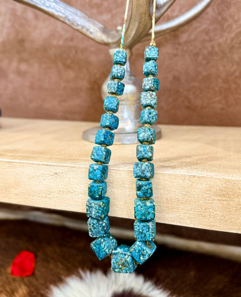 Vintage Genuine Raw Turquoise Stone Necklace